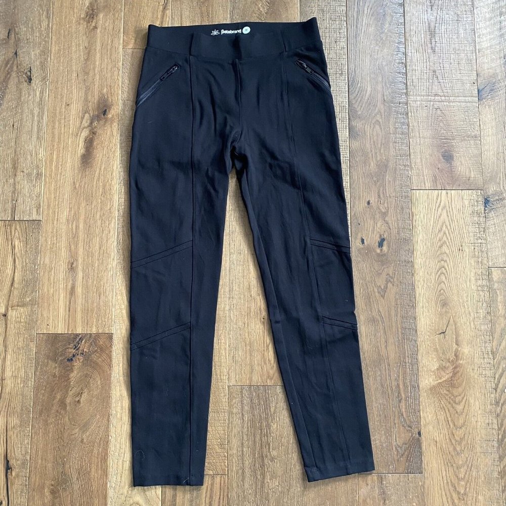 Betabrand Black Leggings with Zipper Detail